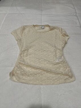 Women's Lace Short-Sleeve Tee in Cream